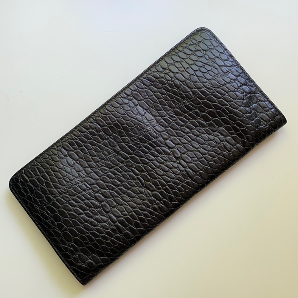 Dries Van Noten black and red leather clutch